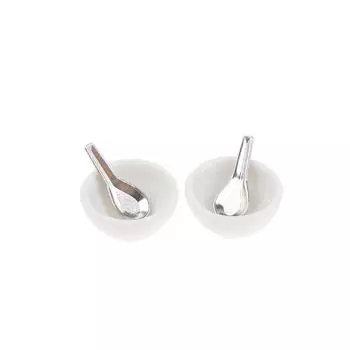 4 шт./компл. 1:12 кукольных миниатюрных керамических мисок, ложек для супа, игрушки one size