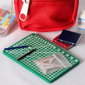 4 шт./компл. 1:12 масштаб кукольный домик миниатюрный коврик для резки ножницы линейка аксессуары