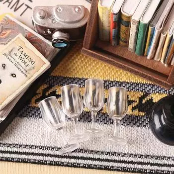 4 шт./компл. 1:12 Мини-стаканчик для красного вина, имитация бокала для вина для кукольного домика