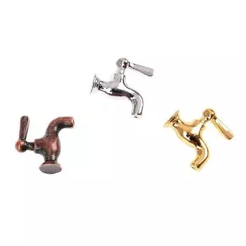4 шт./компл. 1:12 миниатюрных металлических водопроводных кранов для кукольного домика, аксессуары для ванной комнаты золотой