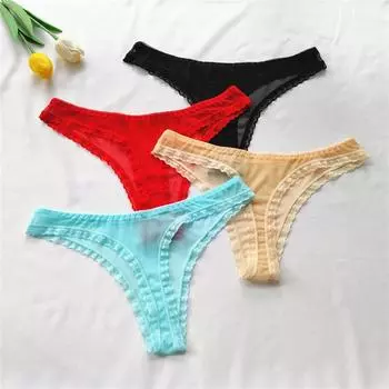 4 шт./компл. 1 черный + 1 красный + 1 бежевый + 1 синий летнее женское нижнее белье трусы One Size