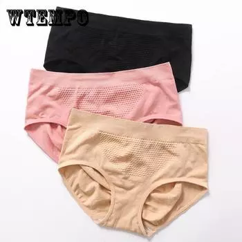 4 шт./компл., 3D сотовые трусики для подтяжки живота, подтягивающие ягодицы, женские бесшовные хлопковые трусы с промежностью, одноцветные трусы со средней талией One Size красный