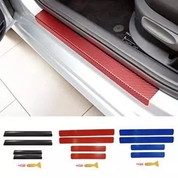 4 шт./компл. 3D углеродное волокно автомобильный подоконник против царапин защитная пленка-наклейка чёрный