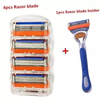 4 шт./компл., 5-слойное лезвие + держатель лезвия для бритья, мужские водонепроницаемые