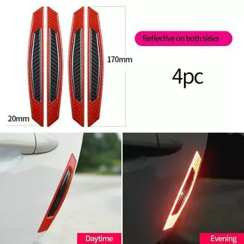 4 шт./компл. 5D наклейки из углеродного волокна, автомобильные наклейки и наклейки, автоматические светоотражающие полосы, предупреждение, Стайлинг автомобиля красный