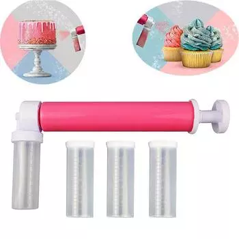 4 шт./компл., аэрограф для окраски торта, насос, пистолет-распылитель для самостоятельного украшения торта, распыления краски, окраски десертов, кухонные кондитерские инструменты розовый