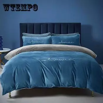 4 шт./компл., бархатное толстое теплое пододеяльник, осеннее и зимнее молочное бархатное постельное белье, постельные принадлежности для спальни Queen