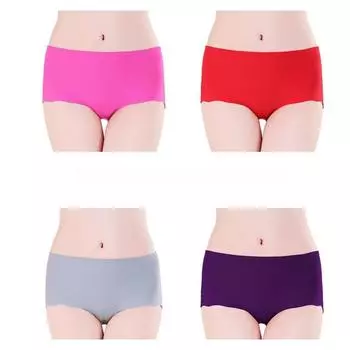 4 шт./компл. бесшовное женское нижнее белье из искусственного шелка средней талии с дышащей хлопковой подошвой бесшовное нижнее белье для женщин трусики M
