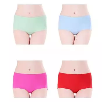 4 шт./компл. бесшовное женское нижнее белье из искусственного шелка средней талии с дышащей хлопковой подошвой бесшовное нижнее белье для женщин трусики M