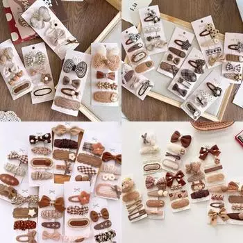 4 шт./компл. бежевый кофейный цвет элегантные заколки для волос для маленьких детей милые ретро цветочные банты детские заколки милые аксессуары для волос