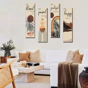4 шт./компл. Богемия деревянная настенная вывеска в стиле бохо абстрактный деревенский минималистичный подвесной декор гостиная фермерский дом ванная комната настенное художественное украшение комплект B