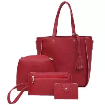 4 шт./компл. Большая вместимость женская сумка через плечо однотонная сумка из искусственной кожи сумка через плечо для девочек серый