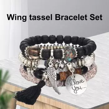 4 шт./компл. браслеты из бисера в богемном стиле, штабелируемый многослойный современный красивый браслет-подвеска