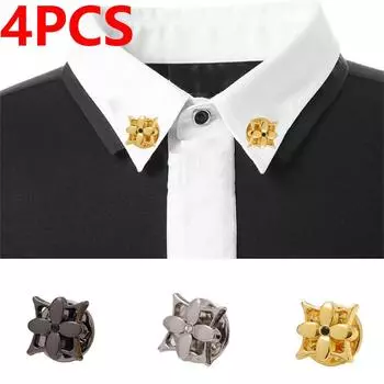 4 шт./компл. брошь с цветком, элегантная модная мужская роскошная винтажная рубашка, костюм, броши с цирконом, аксессуары для одежды, ювелирные изделия, подарки для вечеринки 4pcs серебряный