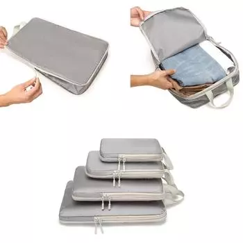 4 шт./компл. чемодан компрессионные упаковочные кубики дорожный органайзер для багажа упаковочные кубики расширяемая сумка для хранения багажных кубиков бежевый