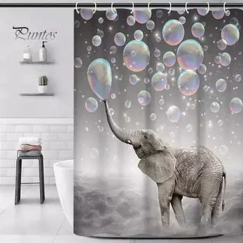 4 шт./компл., цветной пузырьковый слон, набор для ванной комнаты, занавеска для душа, коврик для крышки унитаза, U-образный коврик, набор ковриков для ванной комнаты Sets