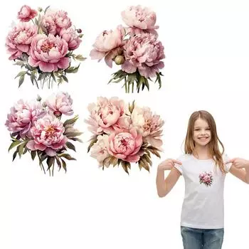 4 шт./компл. Цветочные термонаклейки для девочек, женщин, футболок, толстовок, термонаклеек, аппликаций, наклеек для одежды Ropa Diy