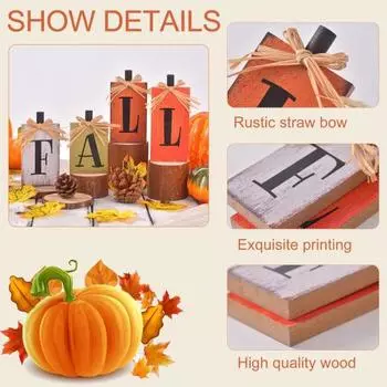 4 шт./компл. деревянная осенняя табличка на стол День благодарения Праздник урожая осенняя буква многоярусный поднос A