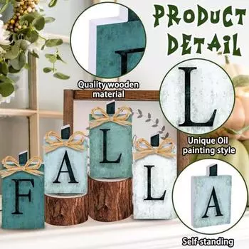 4 шт./компл. деревянная осенняя табличка на стол, День благодарения, праздник урожая, осенняя буква, многоуровневое украшение для подноса, деревенский сезонный настольный многоуровневый поднос, украшение A