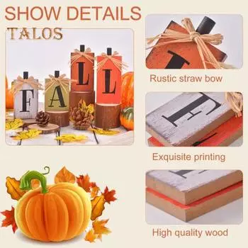 4 шт./компл. деревянная осенняя табличка на стол, День благодарения, праздник урожая, осенняя буква, многоуровневое украшение для подноса, деревенский сезонный настольный многоуровневый поднос, украшение A