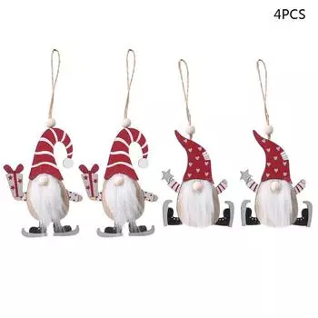 4 шт./компл. деревянные рождественские шведские гномы Санта-Клауса для кукол, украшения, висящие на Рождество Tr