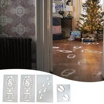 4 шт./компл. Деревянный рождественский шаблон следа ноги, многоцелевой, сделай сам, праздничный настенный художественный проект, украшение, полый, Санта-Клаус, сапог, эльф, след ноги 1 Set