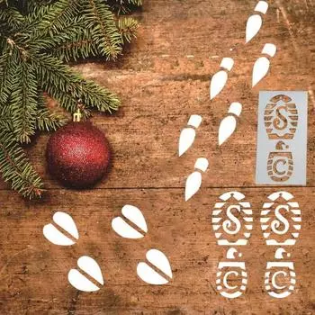 4 шт./компл. Деревянный рождественский шаблон следа ноги многоцелевой DIY праздничный настенный художественный рисунок ремесло