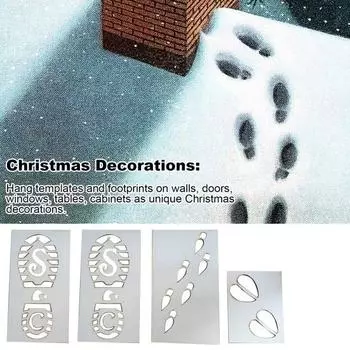 4 шт./компл. Деревянный рождественский шаблон следа ноги многоцелевой DIY праздничный настенный художественный рисунок ремесло