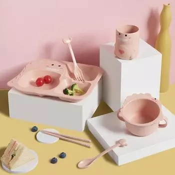 4 шт./компл. детская посуда с анти-горячим рисунком динозавра, экологически чистая детская посуда для кормления, набор для дома зелёный