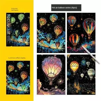 4 шт./компл. DIY рисованная светящаяся картина светящаяся царапина картина красочная картина креативные рисунки развивающие игрушки подарок one size