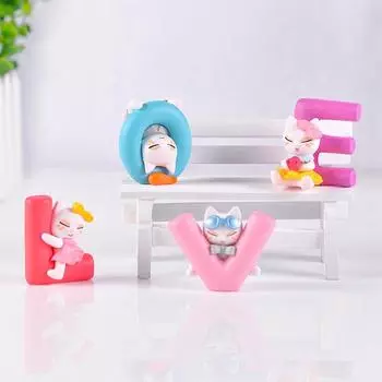 4 шт./компл. DIY сказочное украшение для сада, милые животные, кошки, миниатюры, мини-фигурки, мох, террариум, микропейзаж розовый