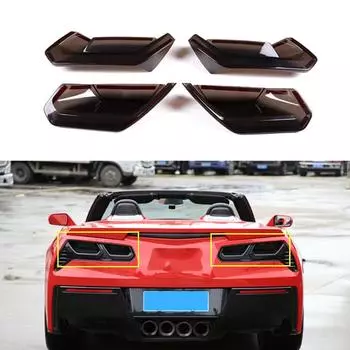 4 шт./компл. для Chevrolet Corvette C7 2014-ABS, задний фонарь автомобиля, задние противотуманные фары, затемняющая крышка, накладка, наклейка на автомобиль smoky