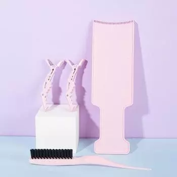 4 шт./компл. доска для окраски волос с зажимами, кисть с длинной ручкой, инструменты для укладки, доска для мелирования длинных волос, комплект принадлежностей для парикмахерской розовый