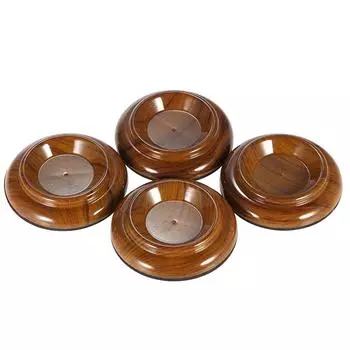 4 шт./компл. двойные круглые акриловые вертикальные чашки для фортепиано с узором из розового дерева и противоскользящим ковриком из ЭВА