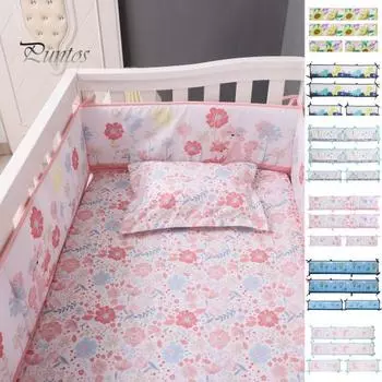 4 шт./компл. дышащие накладки на бампер для детской кроватки, легко устанавливаемые, разборные, с принтом, устойчивые к выцветанию, коврики на бампер для детской кроватки M