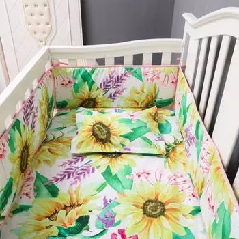 4 шт./компл. дышащие накладки на бампер для детской кроватки, легко устанавливаемые, разборные, с принтом, устойчивые к выцветанию, коврики на бампер для детской кроватки D