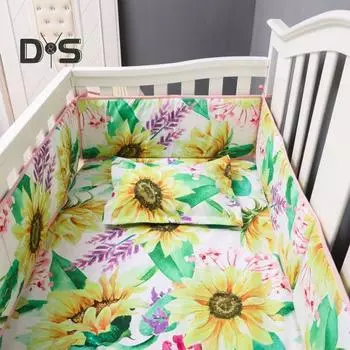 4 шт./компл. дышащие накладки на бампер для детской кроватки, легко устанавливаемые, разборные, с принтом, устойчивые к выцветанию, коврики на бампер для детской кроватки M