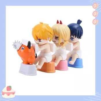 4 шт./компл., фигурки аниме «Человек с бензопилой», версия Q, мини Denji Power, фигурки, модель ПВХ, игрушки, куклы, коллекционный орнамент, подарок для мальчиков 4pcs-no box