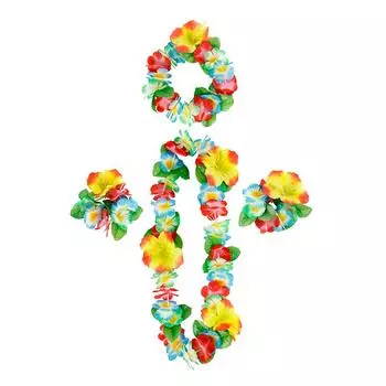 4 шт./компл. гавайские цветы леи гирлянда ожерелье венок лепесток повязка на голову браслет пляжная вечеринка декор свадебные аксессуары для нарядов as the picture