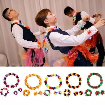 4 шт./компл. гавайские искусственные цветы леи ожерелье гирлянда повязка на голову свадьба день рождения пляж тропическая вечеринка украшение A14