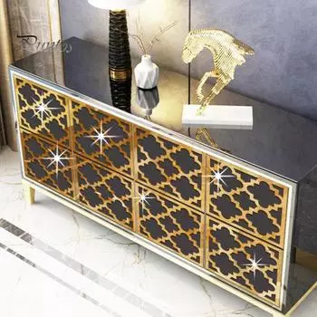 4 шт./компл. Геометрическая наклейка на стену для зеркала, съемная, самоклеящаяся, для домашнего офиса, гостиной, спальни, кухни, шкафа, полая, декоративная наклейка 15x15cm серебряный