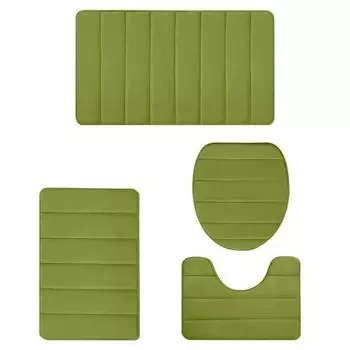 4 шт./компл. Губчатый коврик для ванной комнаты Водопоглощающий коврик для ванной Нескользящий Машинная стирка Напольный коврик для ванны Душа Туалета зелёный