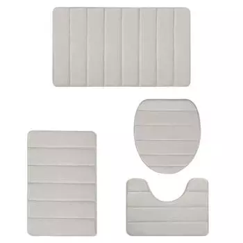 4 шт./компл. Губчатый коврик для ванной комнаты Водопоглощающий коврик для ванной Нескользящий Машинная стирка Напольный коврик для ванны Душа Туалета белый