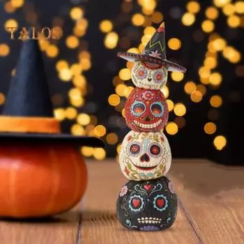 4 шт./компл. Хэллоуинская статуэтка тыквы, жуткая мертвая тыква, смоляная статуэтка, скульптура для домашнего офиса, книжной полки, украшения для рабочего стола, украшение для вечеринки Sets