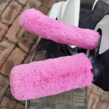 4 шт./компл. Имитация плюша плюшевый чехол на ручку мотоцикла плюшевый зимний теплый чехол на руль зима розовый