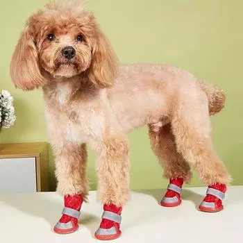 4 шт./компл. износостойкая обувь из сетки для собак, нескользящие носки для щенков, обувь для домашних животных, летние сапоги из сетки S синий