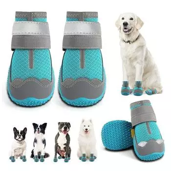 4 шт./компл. износостойкие противоскользящие ботинки для собак дышащие ботинки для прогулок с собаками для походов на открытом воздухе XL чёрный