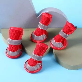 4 шт./компл. износостойкие сетчатые сапоги для домашних животных, нескользящие чехлы для ног собак, носки для щенков, летняя обувь S синий