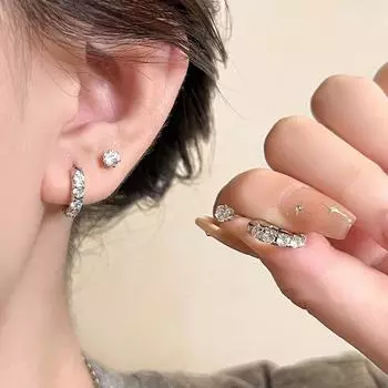 4 шт./компл. изысканные серьги-кольца из циркония для женщин и девочек, повседневные серьги-гвоздики Y2K, аксессуары, ювелирные изделия, подарки