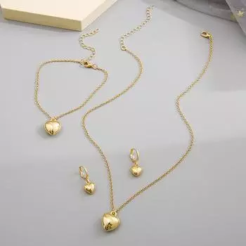 4 шт./компл. Изысканные серьги в форме сердца, ожерелье, женский браслет, простой романтический кулон, комплект ювелирных изделий, модные подарки